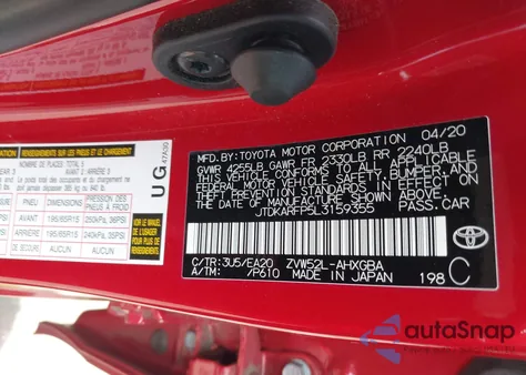 2020 Toyota Prius Prime Limited from USA, damaged, VIN JTDKARFP5L3159355